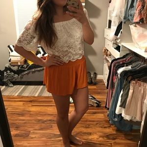 Orange flowy soft shorts